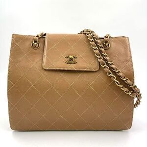Chanel Grained Calfskin Tote Bag Beige